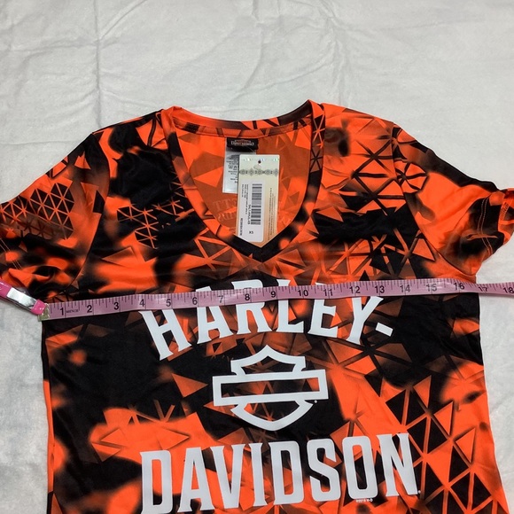 Harley Davidson Short Sleeve T-Shirt Orange Black - Picture 6 of 6